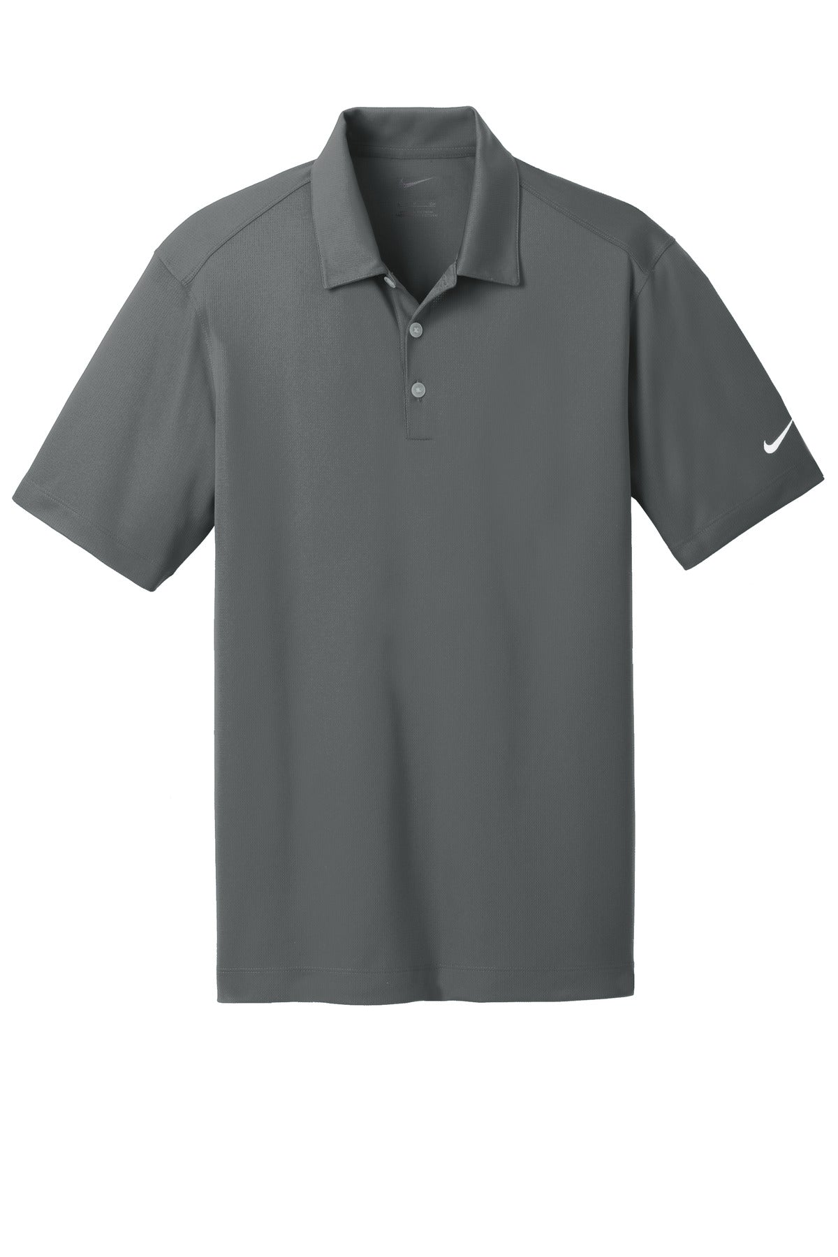 Front View of Anthracite Nike Dri-FIT Vertical Mesh Polo. 637167 plain