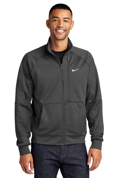 Front View of Anthracite Nike Full-Zip Chest Swoosh Jacket NKFD9891 plain