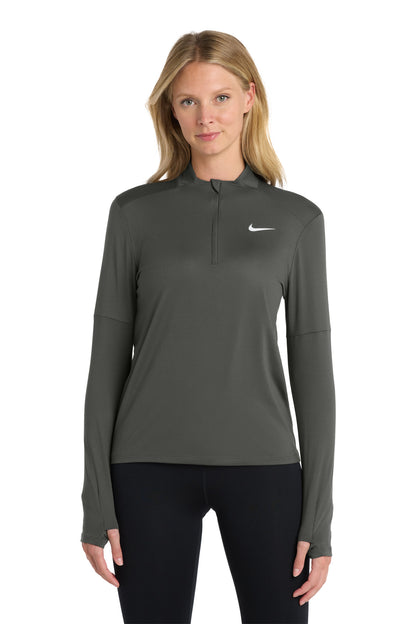 Front View of Anthracite Nike Women's Dri-FIT Element 1/2-Zip Top NKDH4951 plain
