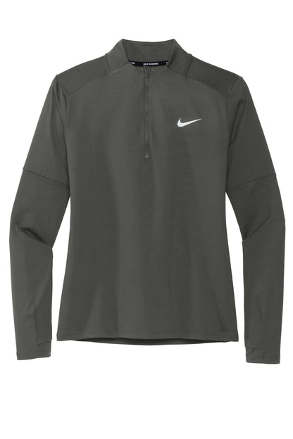 Front View of Anthracite Nike Women's Dri-FIT Element 1/2-Zip Top NKDH4951 plain