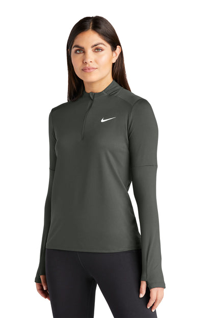 Front View of Anthracite Nike Women's Dri-FIT Element 1/2-Zip Top NKDH4951 plain