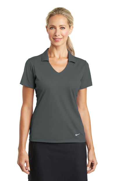 Front View of Anthracite Nike Women's Dri-FIT Vertical Mesh Polo. 637165 plain