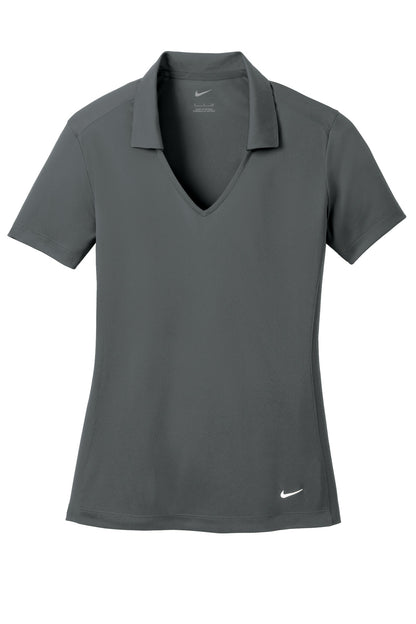 Front View of Anthracite Nike Women's Dri-FIT Vertical Mesh Polo. 637165 plain