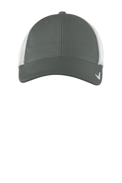 Front View of Anth/White Nike Stretch-to-Fit Mesh Back Cap NKFB6448 plain