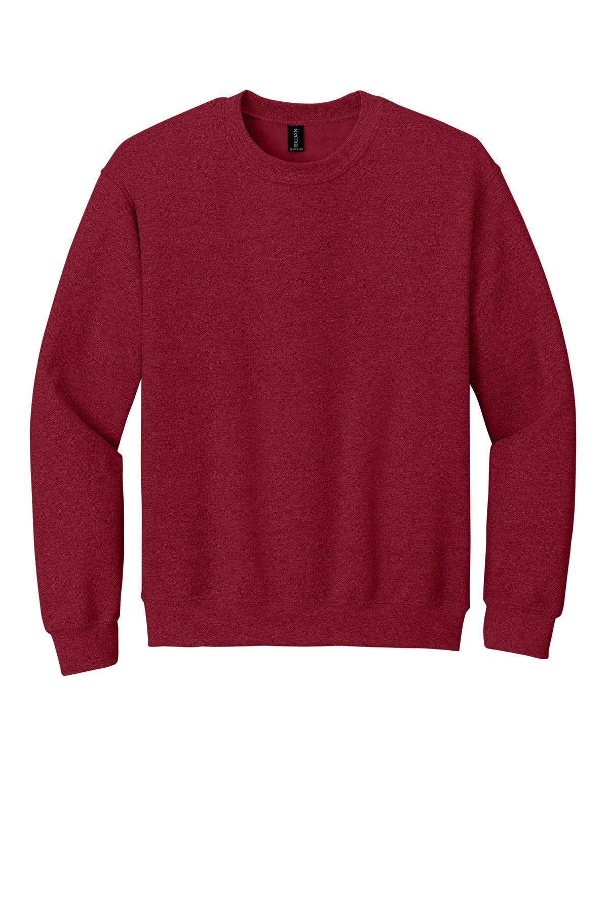 Front View of Antqu Chry Red Gildan Heavy Blend Crewneck Sweatshirt. 18000 plain