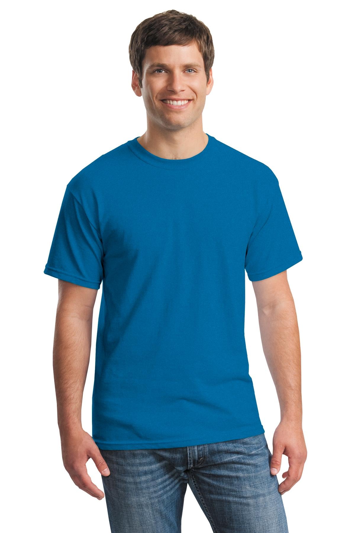 Front View of Antqu Sapphire Gildan - Heavy Cotton 100% Cotton T-Shirt. 5000 plain