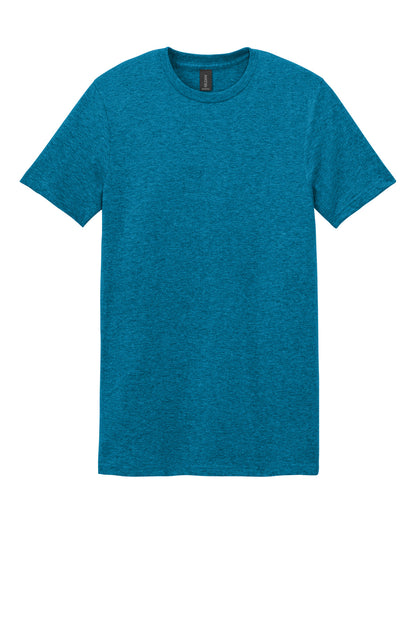 Front View of Antqu Sapphire Gildan Softstyle T-Shirt. 64000 plain