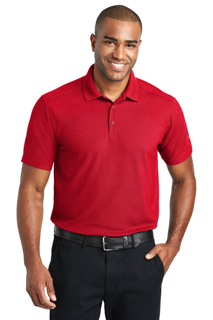 Front View of Apple Red Port Authority EZPerformance Pique Polo. K600 plain