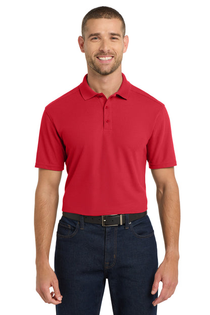 Front View of Apple Red Port Authority EZPerformance Pique Polo. K600 plain