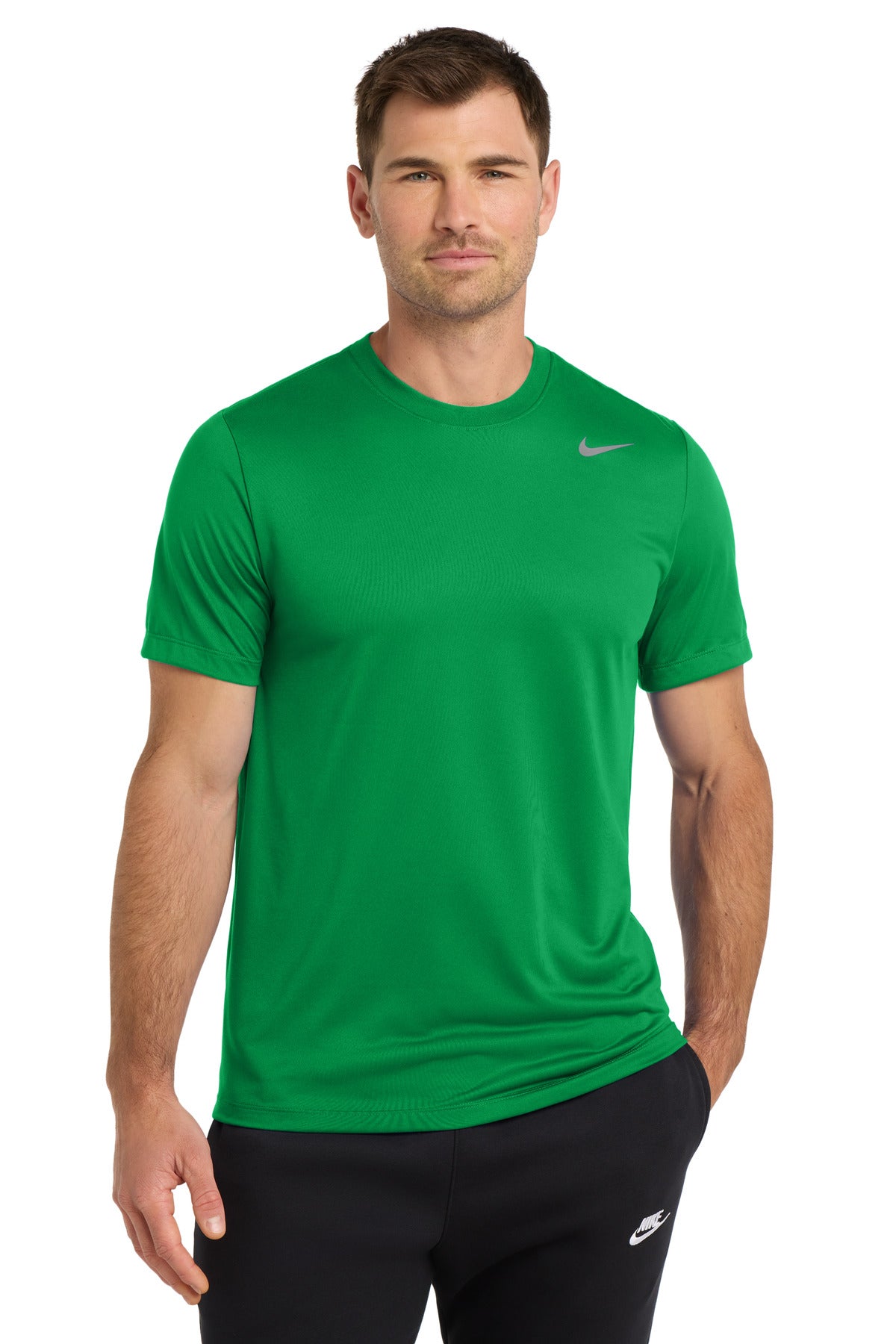 Front View of AppleGreen Nike Team rLegend Tee DV7299 plain