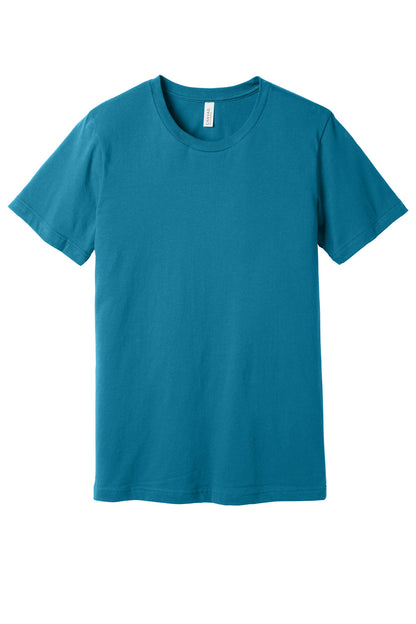 Front View of Aqua BELLA+CANVAS Unisex Jersey Short Sleeve Tee. BC3001 plain