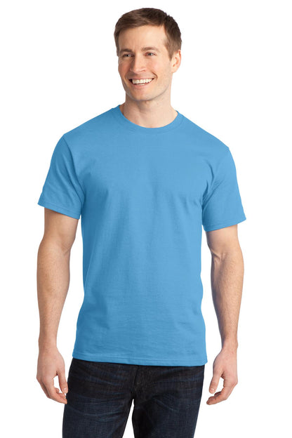 Front View of Aquatic Blue Port & Co Ring Spun Cotton Tee. PC150 plain