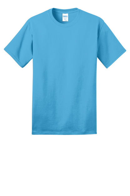 Front View of Aquatic Blue Port & Co Ring Spun Cotton Tee. PC150 plain