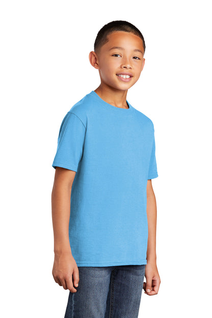 Front View of AquaticBl Port & Co Youth Core Cotton DTG Tee PC54YDTG plain
