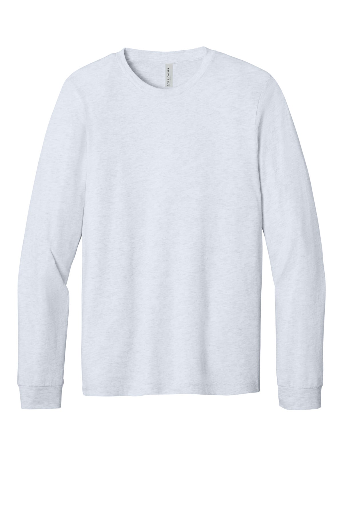 Front View of Ash BELLA+CANVAS Unisex Jersey Long Sleeve Tee. BC3501 plain
