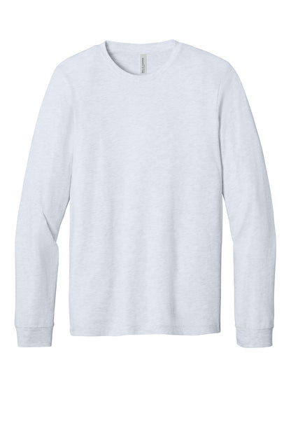 Front View of Ash BELLA+CANVAS Unisex Jersey Long Sleeve Tee. BC3501 plain