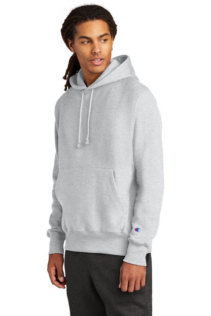 Front View of Ash Champion Reverse Weave Hooded Sweatshirt S101 plain