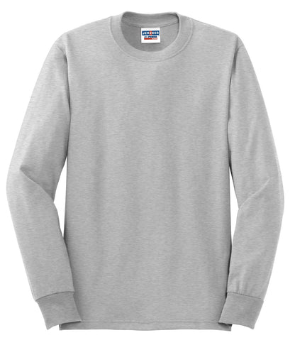 Front View of Ash Jerzees - Dri-Power 50/50 Cotton/Poly Long Sleeve T-Shirt. 29LS plain