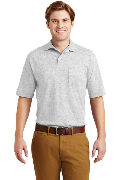 Front View of Ash Jerzees Dri-Power Pocket Sport Shirt. 436MP plain