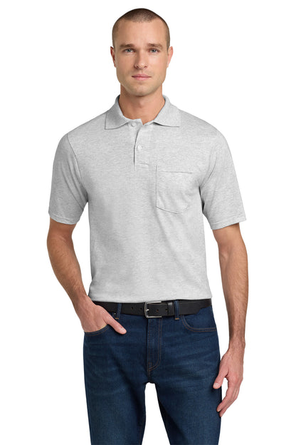 Front View of Ash Jerzees Dri-Power Pocket Sport Shirt. 436MP plain