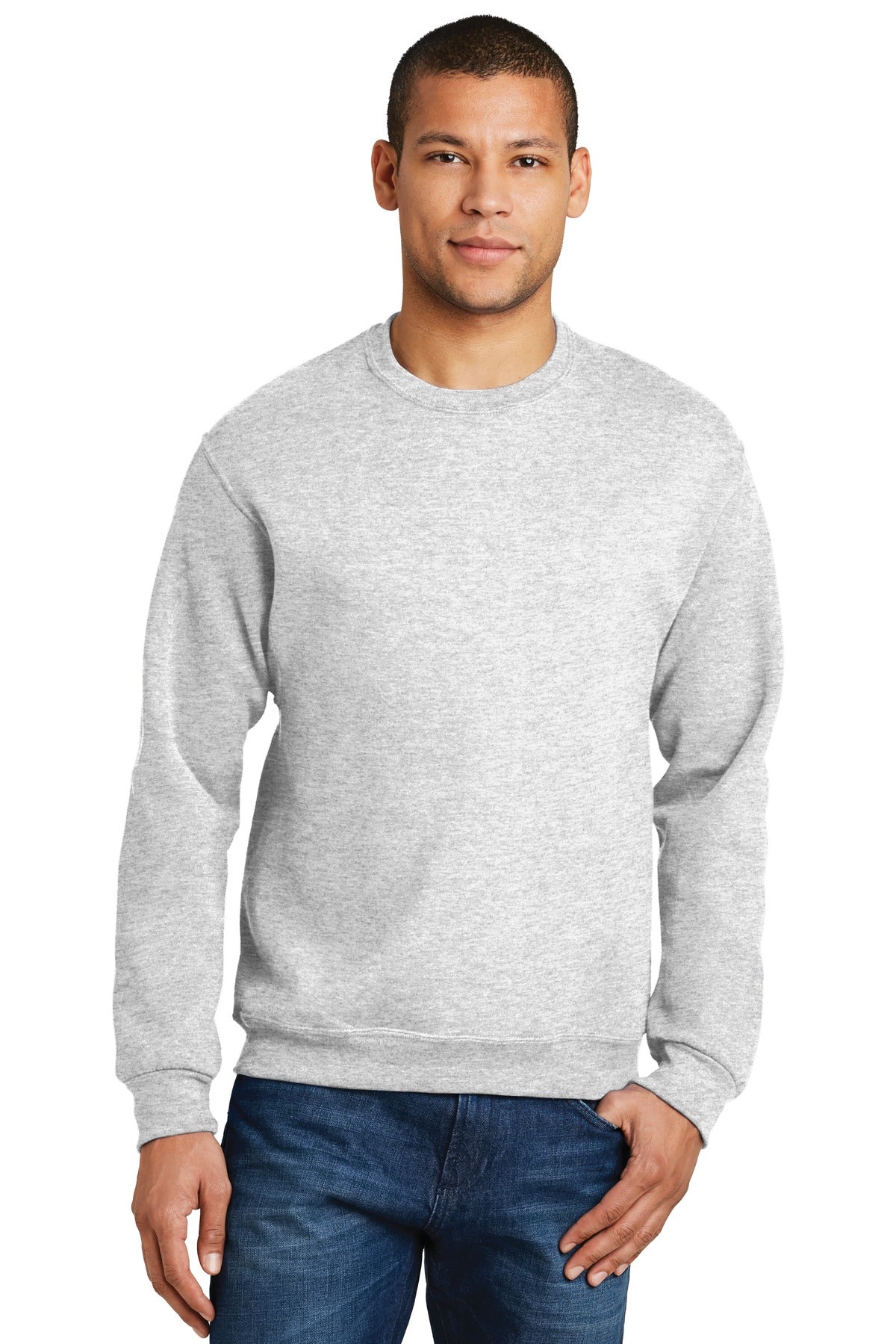 Front View of Ash Jerzees - NuBlend Crewneck Sweatshirt. 562M plain