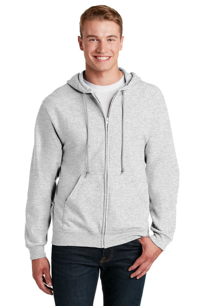 Front View of Ash Jerzees - NuBlend Full-Zip Hooded Sweatshirt. 993M plain
