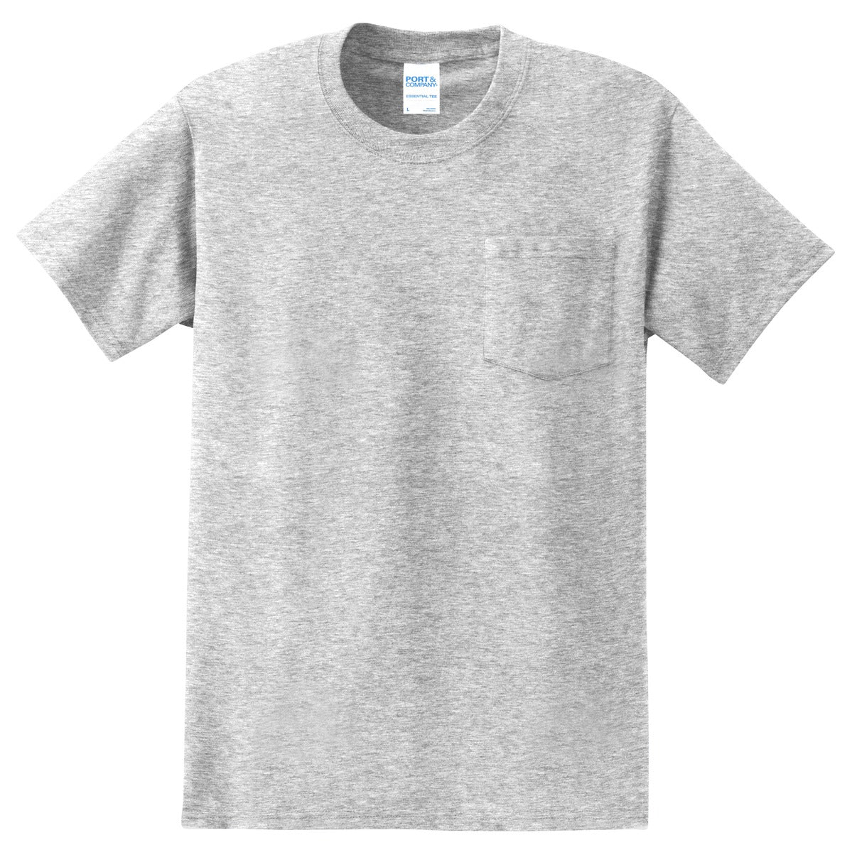 Front View of Ash Port & Co Tall Essential Pocket Tee. PC61PT plain