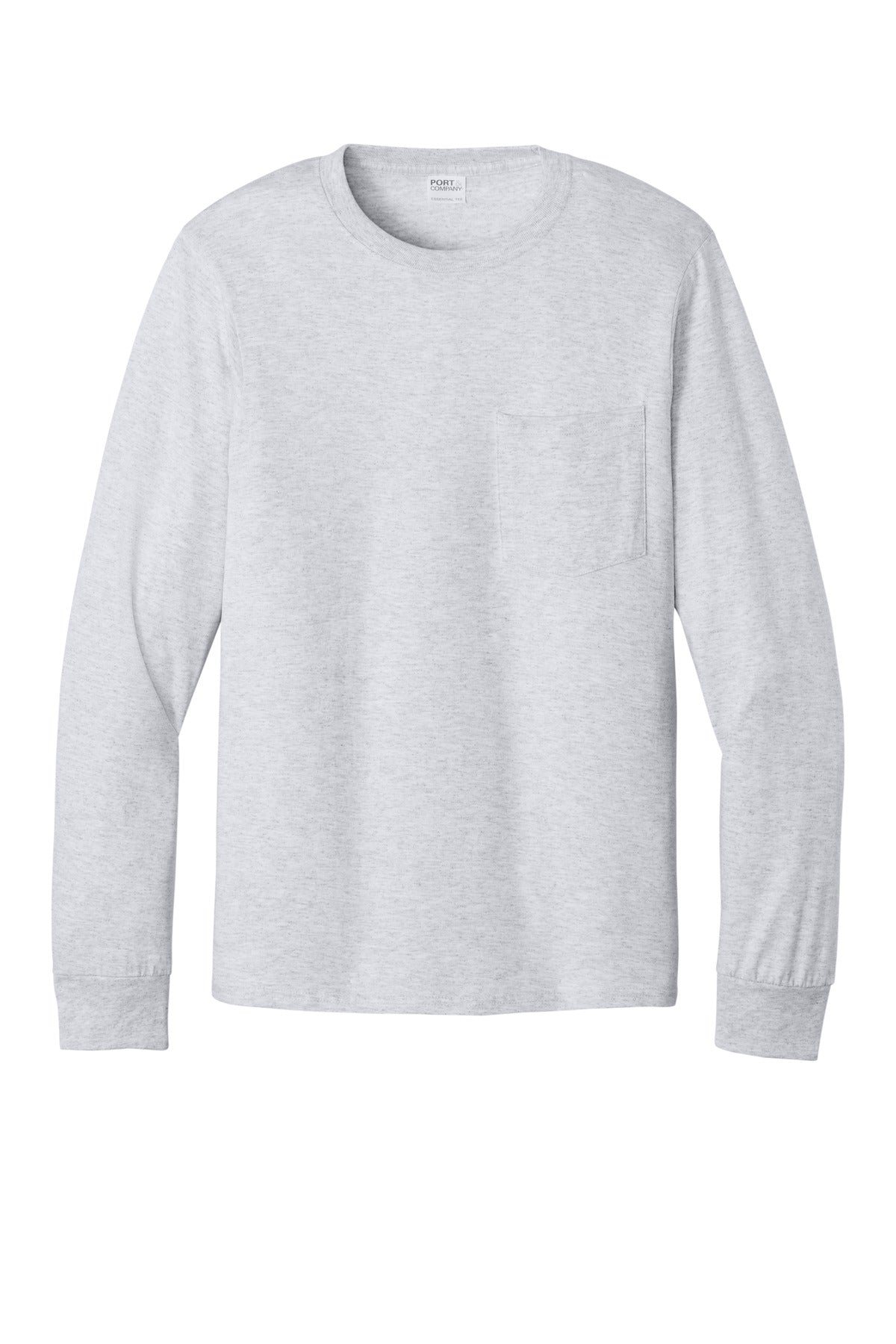 Front View of Ash Port & Co Tall Long Sleeve Essential Pocket Tee. PC61LSPT plain