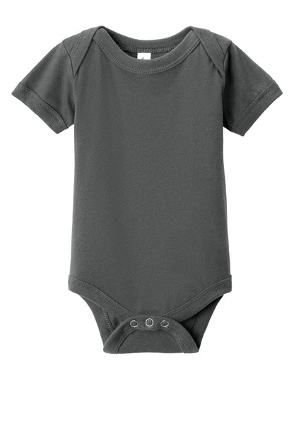 Front View of Asphalt BELLA+CANVAS Infant Jersey Short Sleeve One Piece BC100B