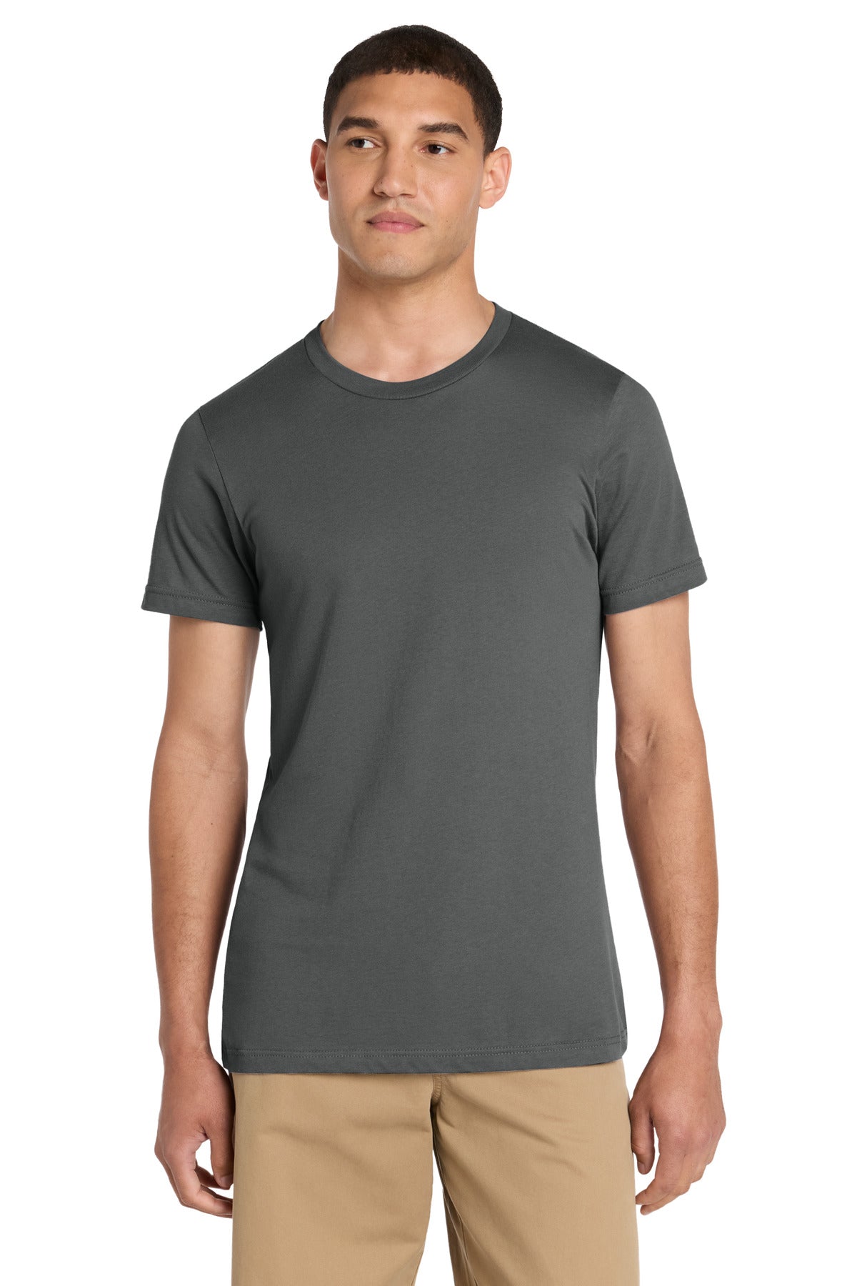 Front View of Asphalt BELLA+CANVAS Unisex Jersey Short Sleeve Tee. BC3001 plain