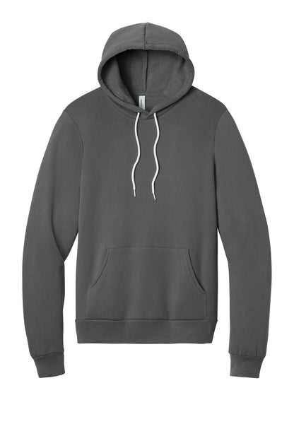 Front View of Asphalt BELLA+CANVAS Unisex Sponge Fleece Pullover Hoodie. BC3719 plain