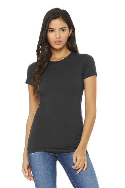 Front View of Asphalt BELLA+CANVAS Women's Slim Fit Tee. BC6004 plain