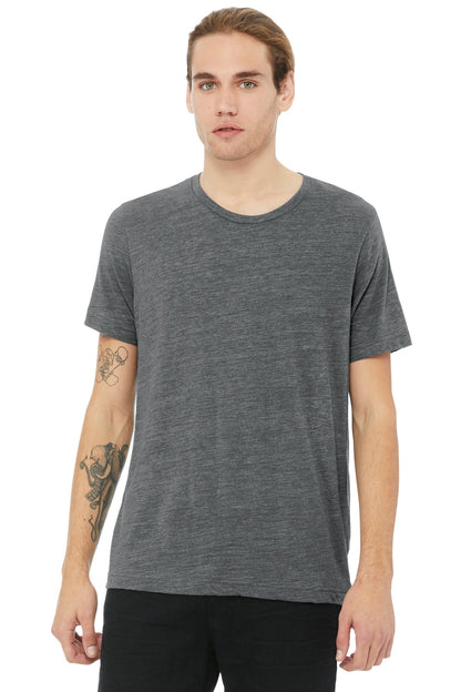 Front View of Asphalt Slub BELLA+CANVAS Unisex Poly-Cotton Short Sleeve Tee. BC3650 plain