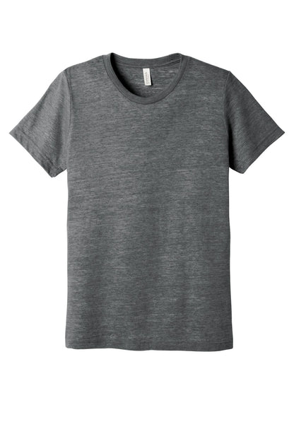 Front View of Asphalt Slub BELLA+CANVAS Unisex Poly-Cotton Short Sleeve Tee. BC3650 plain