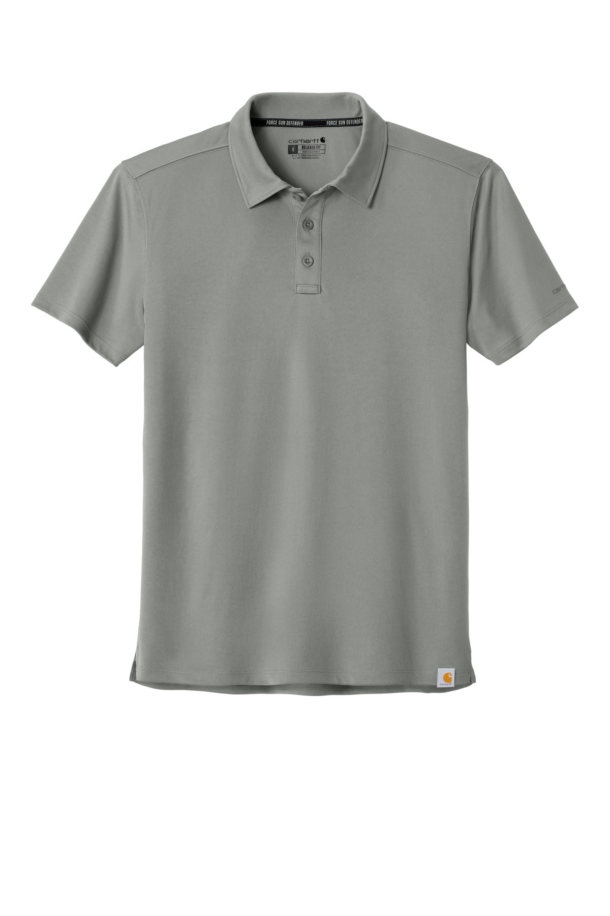 Front View of AsphaltGry Carhartt Force Sun Defender Polo CT106899 plain