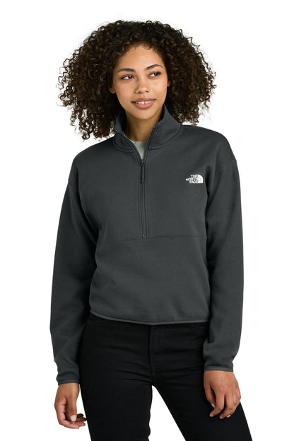 Front View of AsphaltGry The North Face Women's Double-Knit 1/2-Zip Fleece NF0A8C5H plain