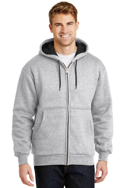 Front View of Ath Heather CornerStone - Heavyweight Full-Zip Hooded Sweatshirt with Thermal Lining. CS620 plain