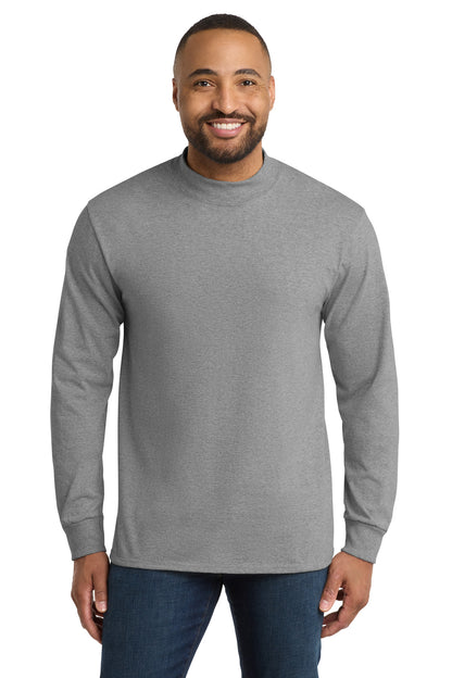 Front View of Ath. Heather Port & Co Essential Mock Turtleneck. PC61M plain