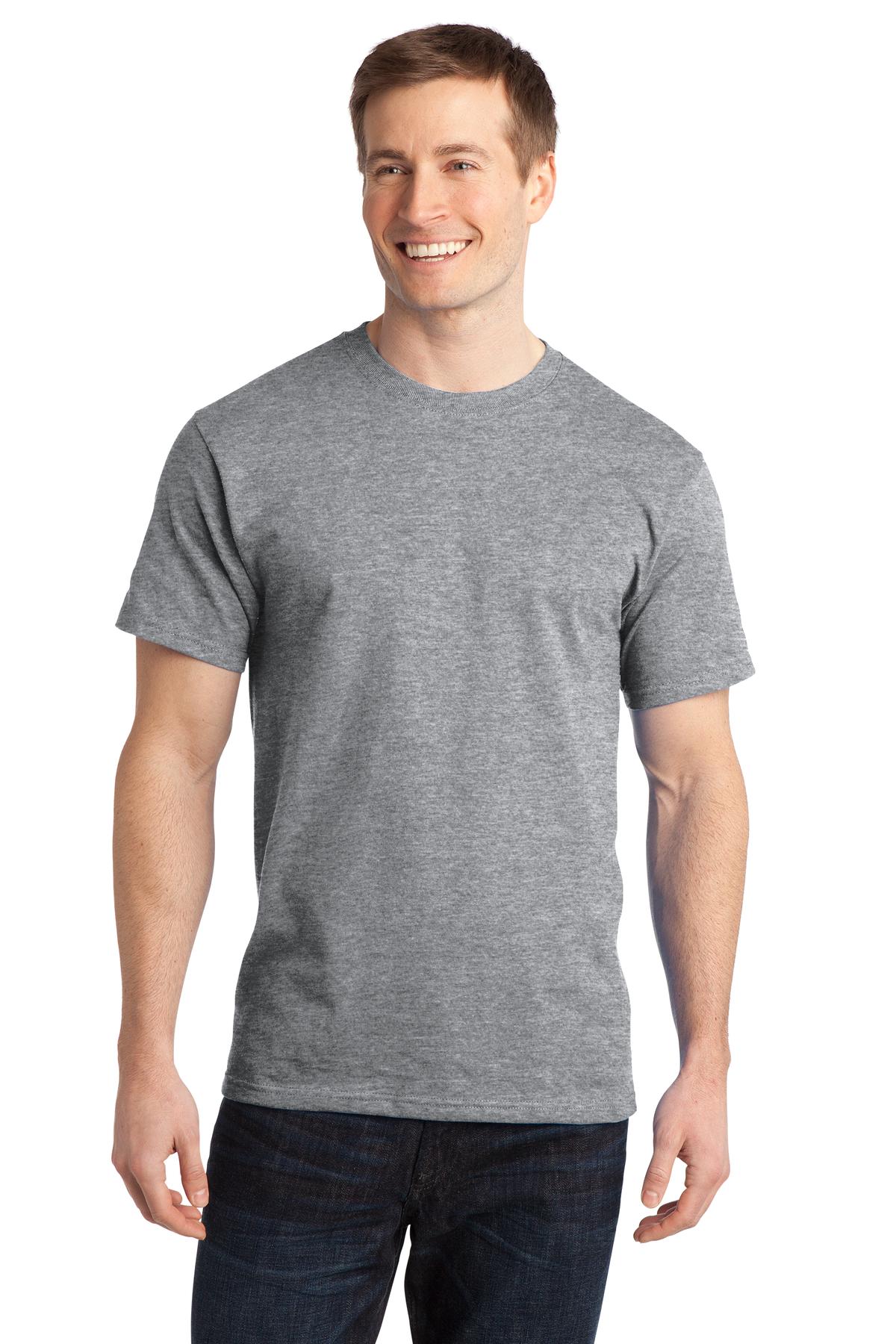Front View of Ath Heather Port & Co Ring Spun Cotton Tee. PC150 plain
