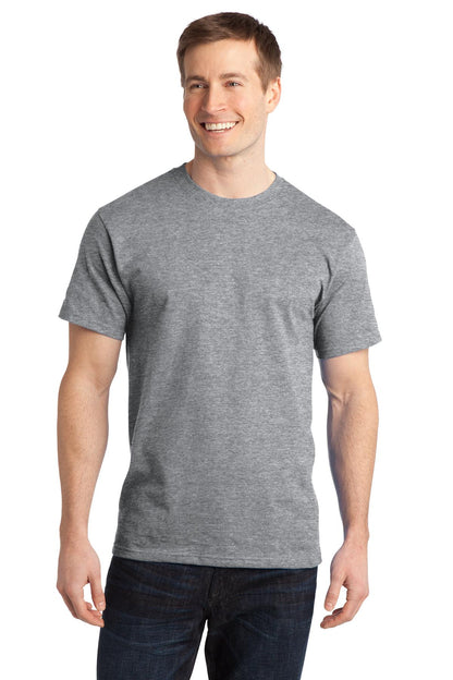 Front View of Ath Heather Port & Co Ring Spun Cotton Tee. PC150 plain