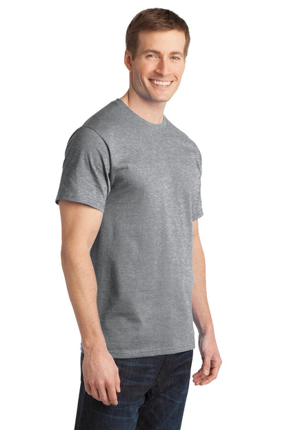 Front View of Ath Heather Port & Co Ring Spun Cotton Tee. PC150 plain
