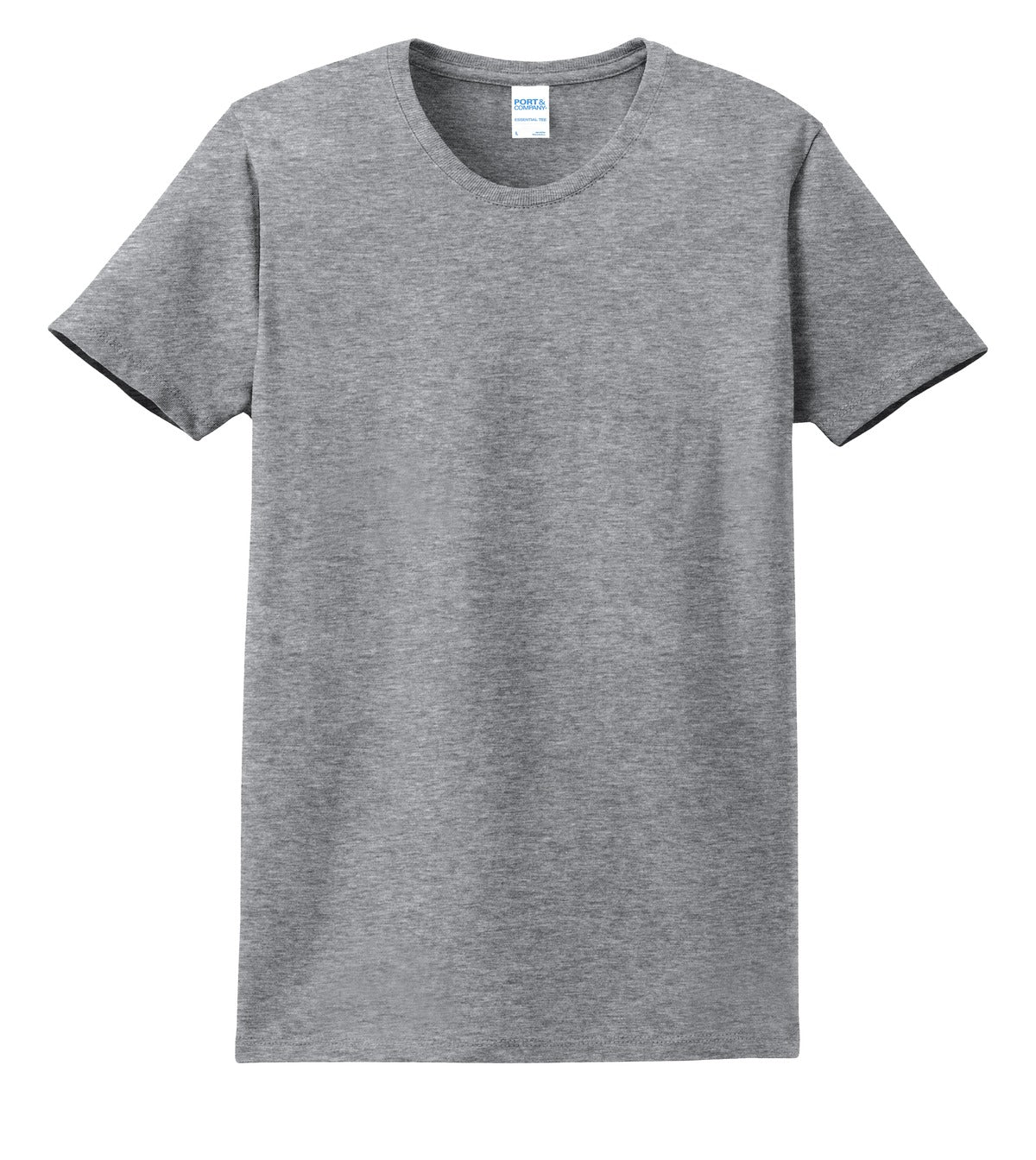 Front View of Ath Heather Port & Co Women's Essential Tee. LPC61 plain