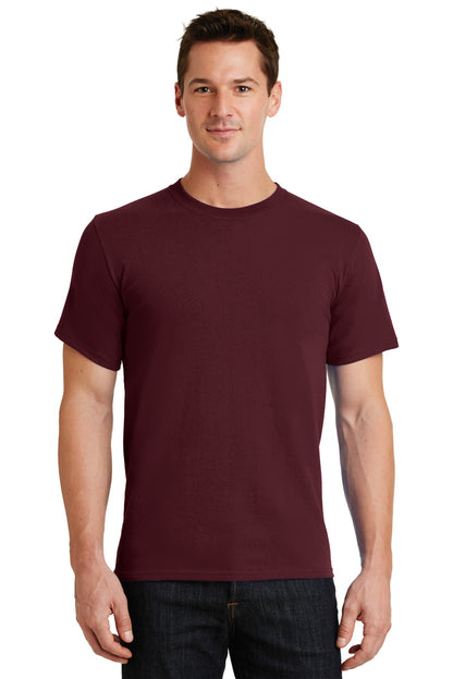 Front View of Ath. Maroon Port & Co Essential Tee. PC61 plain