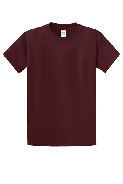 Front View of Ath. Maroon Port & Co Essential Tee. PC61 plain