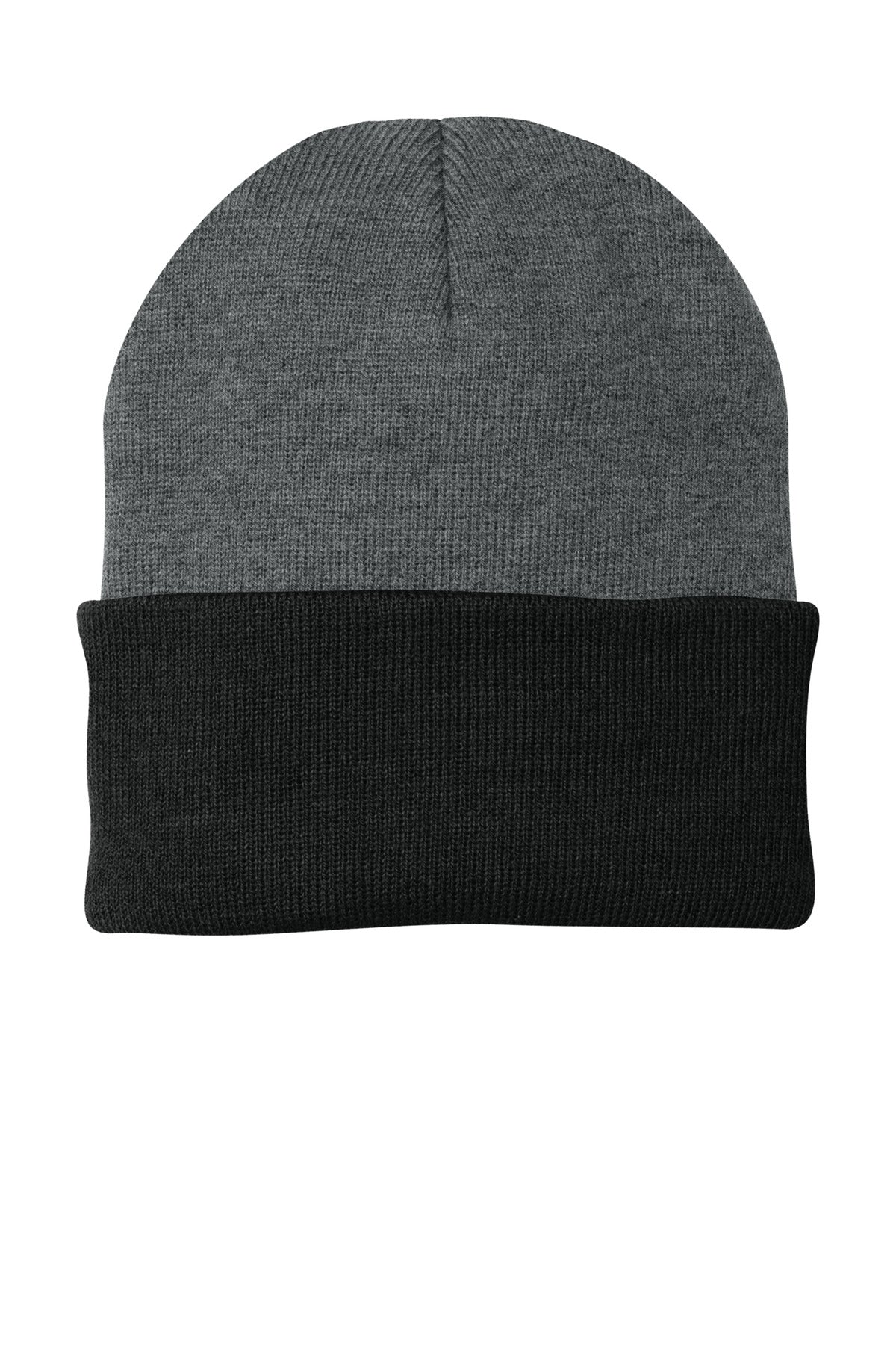 Front View of Ath Oxford/Blk Port Authority Knit Cap. CP90 plain