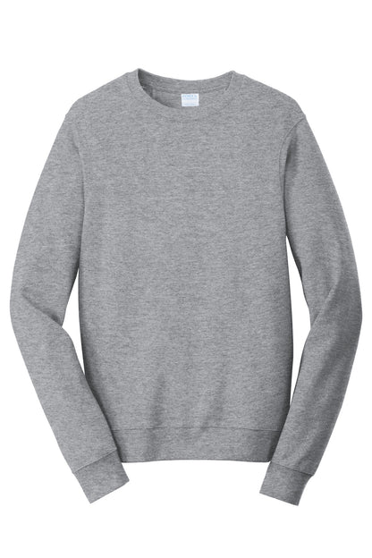 Front View of Athl Heather Port & Co Fan Favorite Fleece Crewneck Sweatshirt. PC850 plain