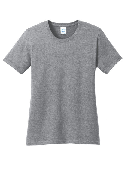 Front View of Athl Heather Port & Co Women's Core Cotton Tee. LPC54 plain