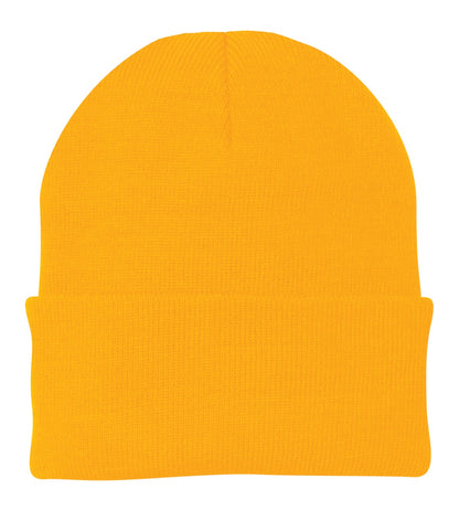 Front View of Athletic Gold Port Authority Knit Cap. CP90 plain