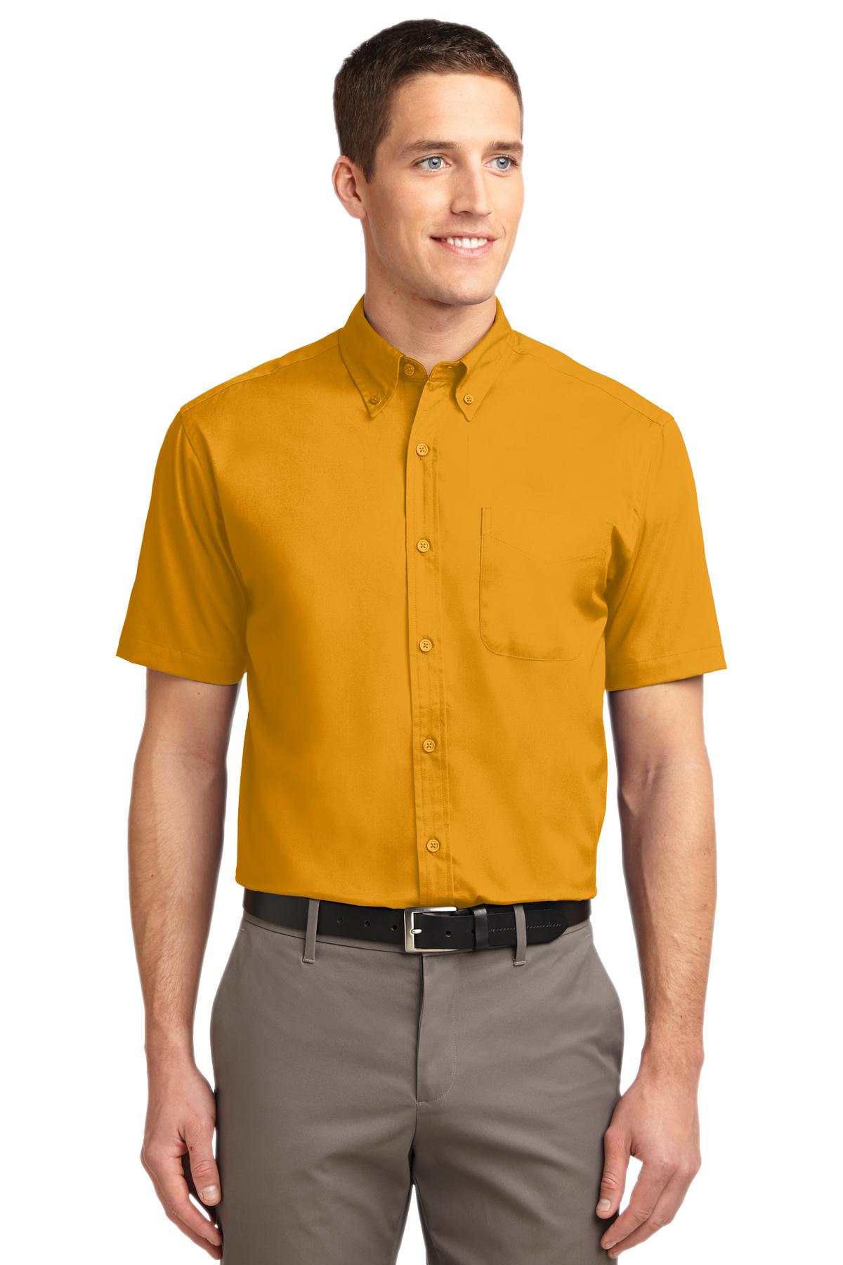 Front View of Athletic Gold Port Authority Short Sleeve Easy Care Shirt. S508 plain