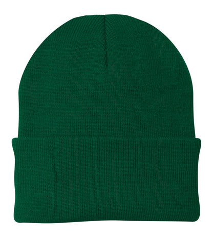 Front View of Athletic Green Port Authority Knit Cap. CP90 plain